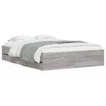 vidaXL Cadre de lit avec tiroirs sans matelas sonoma gris 135x190 cm