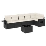 vidaXL Salon de jardin 7 Pièces avec coussins noir résine tressée