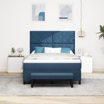 vidaXL Lit à ressort avec matelas et banquette bleu 160x200 cm en tissu