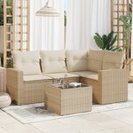 vidaXL Salon de jardin avec coussins 5 Pièces beige résine tressée
