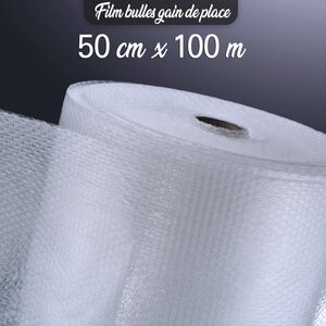 Lot de 1 rouleau de film bulle d'air 35µ gain de place 50cm x 100 mètres