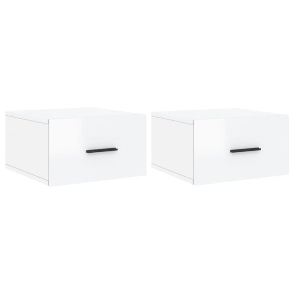 vidaXL Tables de chevet murales 2 Pièces blanc brillant 35x35x20 cm