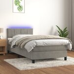 vidaXL Sommier à lattes de lit avec matelas LED Gris clair 100x200 cm