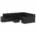vidaXL Salon de jardin 10 Pièces avec coussins noir résine tressée