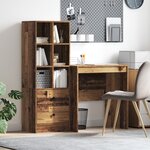 vidaXL Bureau avec rangement Bois ancien Bois d'ingénierie