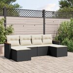 vidaXL Salon de jardin 6 Pièces avec coussins noir résine tressée