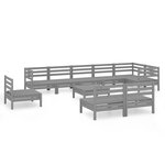 Salon de jardin meuble d'extérieur ensemble de mobilier 10 pièces bois de pin massif gris 02_0015247