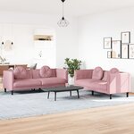 vidaXL Ensemble de canapés 2 Pièces avec coussins rose velours