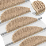 vidaXL Tapis d'escalier autocollants 15 Pièces 56x17x3 cm Sable