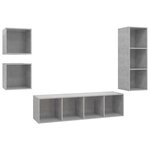 vidaXL Ensemble de meuble TV 4 Pièces Gris béton Aggloméré