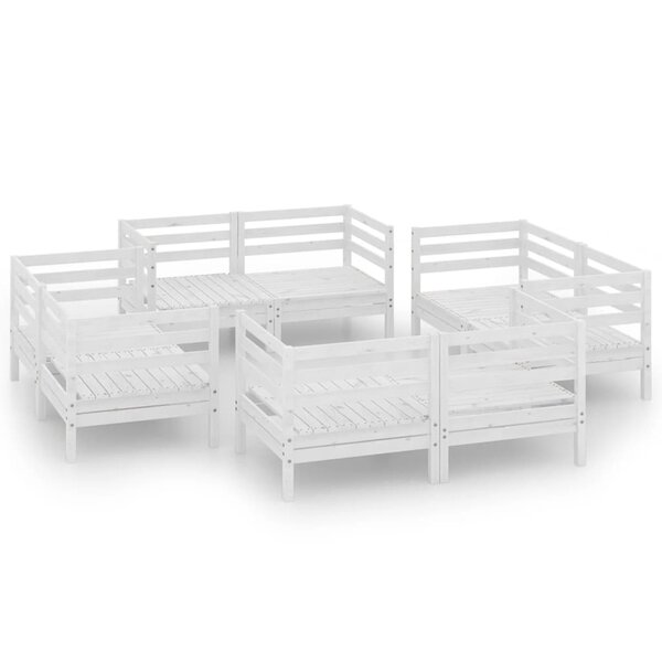 vidaXL Salon de jardin 8 Pièces Blanc Bois de pin massif