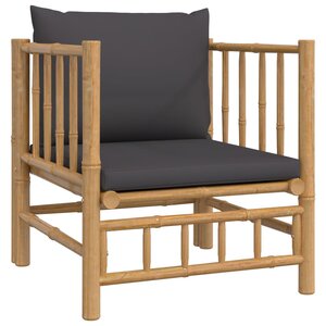 vidaXL Canapé de jardin avec coussins gris foncé bambou