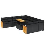 vidaXL Salon de jardin 11 Pièces avec coussins noir résine tressée