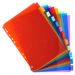 Intercalaires Pp Transparent Couleurs Avec Porte Étiquette A4 12 Positions - Couleurs Assorties - X 10 - Exacompta