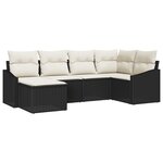 vidaXL Set de salle à manger de jardin de 6 pièces avec coussins en poly rotin noir