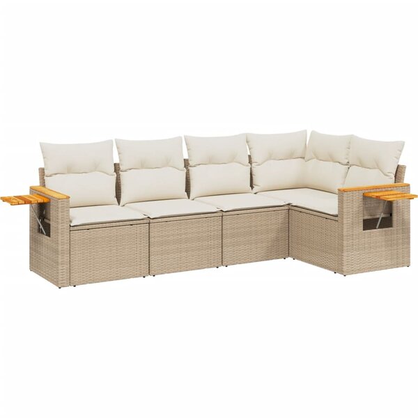 vidaXL Salon de jardin avec coussins 5 Pièces beige résine tressée