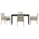 vidaXL Ensemble de Salle à Manger de Jardin de 5 Pièces avec Coussins Gris Clair Poly Rattan