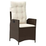vidaXL Chaises inclinables de jardin lot de 2 et coussins marron rotin