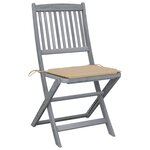 vidaXL Chaises pliables d'extérieur lot de 4 et coussins Bois d'acacia