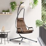 vidaXL Chaise Suspendue avec Support et Coussin Café Acier