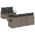 vidaXL Ensemble Canapé de Jardin de 6 pièces avec Coussins Gris Poly Rattan