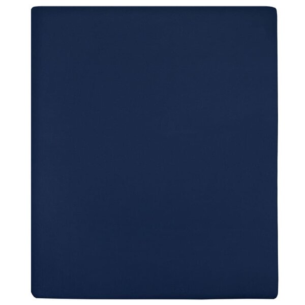 vidaXL Draps-housses Jersey 2 Pièces Bleu marine 160x200 cm Coton