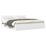 vidaXL Cadre de lit avec tête de lit sans matelas blanc 200x200 cm