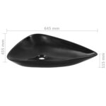 vidaXL Évier triangulaire Céramique Noir 645 x 455 x 115 mm