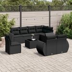 vidaXL Salon de jardin 9 Pièces avec coussins noir résine tressée