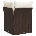 vidaXL Canapé d'angle de jardin avec coussins marron résine tressée
