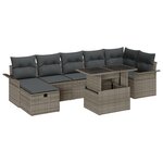 vidaXL Ensemble de canapé de jardin 8 pièces avec coussins Gris Rotin