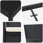 vidaXL Ensemble de Salle à Manger de Jardin 7 Pièces Noir Poly Rotin
