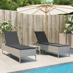 vidaXL Ensemble de chaises longues avec coussins 3Pièces gris clair rotin