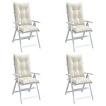 vidaXL Coussins de chaise à dossier haut lot de 4 crème mélangé tissu