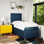 vidaXL Sommier à lattes de lit avec matelas Bleu 100x200 cm Tissu