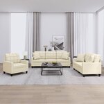 vidaXL Ensemble de canapés 3 Pièces avec coussins crème similicuir