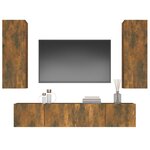 vidaXL Ensemble de meubles TV 4 Pièces Chêne fumé Bois d'ingénierie
