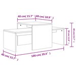vidaXL Ensemble de table basse Gris béton 100x48x40 cm Bois ingénierie