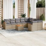 vidaXL Salon de jardin avec coussins 10 Pièces beige résine tressée