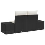 vidaXL Canapé 2 places avec coussins noir rotin poly