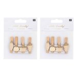 8 pinces clip en bois feuilles dorées 2 3 x 1 5 cm