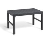 ALLIBERT by KETER - Salon de jardin SanRemo Lyon 6 places - table basse 2 positions - imitation rotin tressé - gris graphite