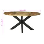 vidaXL Table ronde Ø160x76 cm Bois massif Bois de manguier