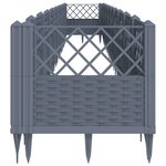 vidaXL Jardinière avec piquets gris 363 5x43 5x43 5 cm PP