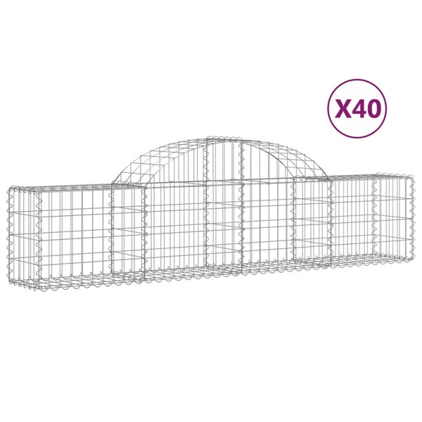 vidaXL Paniers à gabions arqués 40 Pièces 200x30x40/60 cm Fer galvanisé