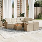 vidaXL Salon de jardin avec coussins 9 Pièces beige résine tressée