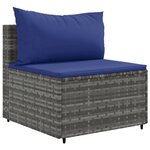 vidaXL Salon de jardin 5 Pièces avec coussins Gris Résine tressée