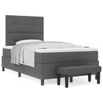 vidaXL Lit à ressorts avec Matelas & Banc Gris foncé 120x200 cm Tissu