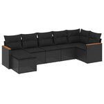 vidaXL Salon de jardin 7 Pièces avec coussins noir résine tressée