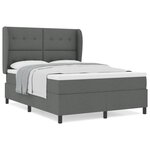 vidaXL Lit à ressort avec matelas - Gris foncé  160x200 cm en tissu